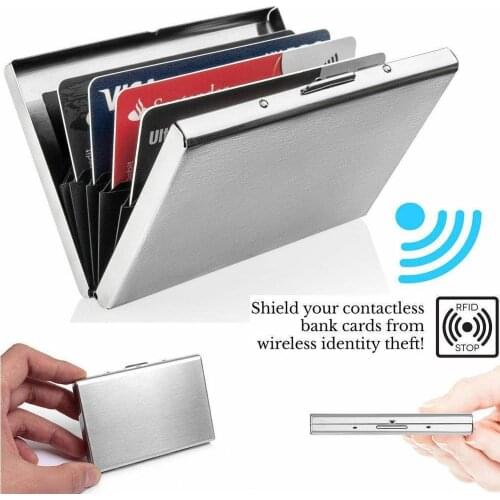Anti-Scan RFID 1 PC Aluminum Metal Credit Card Holder Business Card Protection Holder Case Slim Blocking Wallet Case