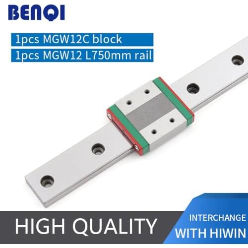 Free shipping cheap cnc linear guideway 12mm 1pc MGW12- L750mm rail + 1pc MGW12H carriage for cnc machine parts