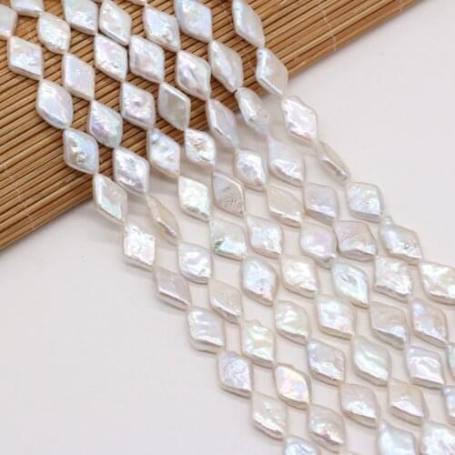 Natural Freshwater Pearl Beaded Irregular White Rhombus Beads for Jewelry Making DIY Necklace Bracelet Accessories 10x27mm