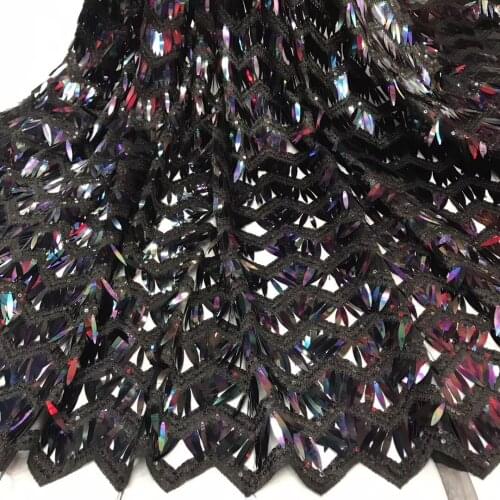 Black french lace fabric sequins embroidered tulle lace fabric high quality bridal lace fabric for african dress X18872