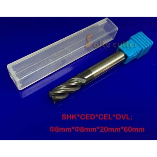 2pc HRC55 four 4 flutes 8MM tungsten carbide end mill / milling cutter 4F CNC machine mill cutting tool set bits