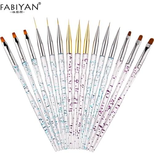 Nail Art Brush 3Pcs/Set Acrylic Handle Liner Painting Line Grid Flower 3D Design Drawing Round UV Gel Extension Builder Flat Pen