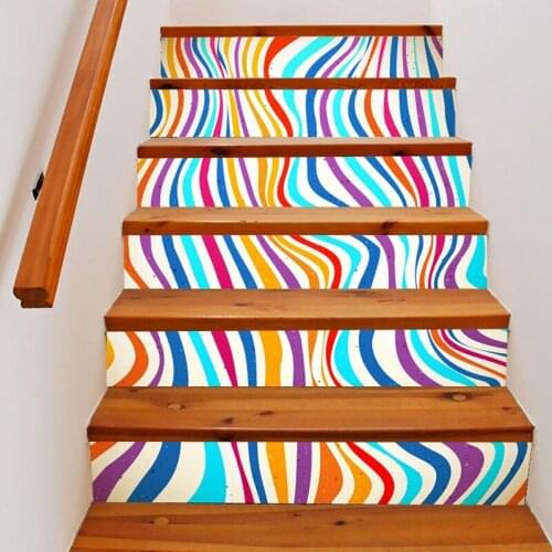 Colorful 6PCS Pattern PVC Stair Stickers Decals DIY Kids Love Removable Waterproof Stairway Vinyl Stickers for Home Decor Decal