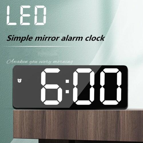 Creative and simple mirror LED digital electronic clock multi-function clock and makeup mirror plug-in dual-use alarm clock