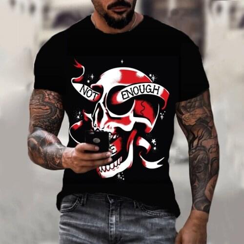 2021 Summer Brand New 3d Printed Black Skull Harajuku Short-sleeved Fashion Casual Sports Oversized T-shirt Mens Clothing