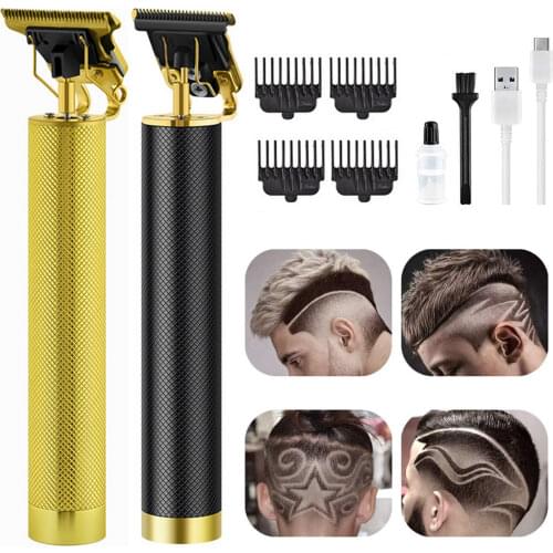Electric Cordless Pro Hair Clippers Trimmer T-Blade Beard Trimmer with 4pcs Limit Comb for Men Hair Close Cutting Barber Shavers