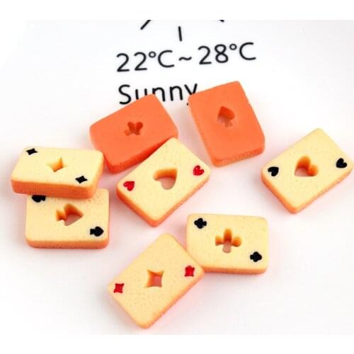 Mini order 10pcs 15*22mm Food Biscuit Cookies Poker Resin Cabochons Ornament Accessories Flatback Patch Sticker Cameo Craft