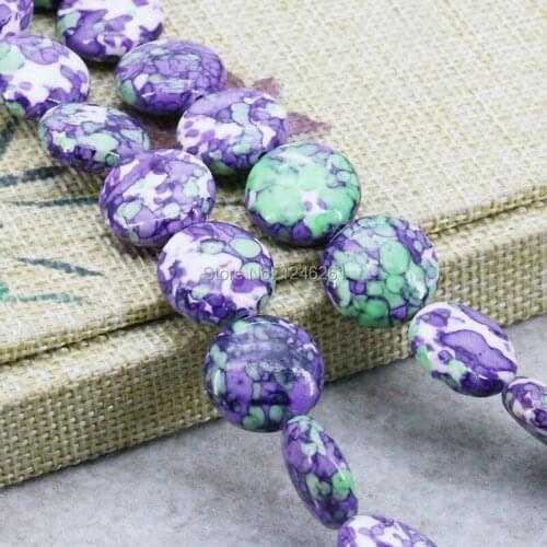 15mm Fashion Multicolor Riverstone Rain Flower Rainbow Stone Round DIY Beads Loose Crafts Jewelry making Design 15inch Wholesale