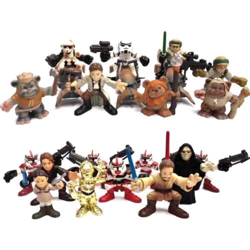 Bundle Lot Star Galactic Heroes Clone Wars EPISODE IV Speeder Bike Chase Wicket Ewok Trooper 2.8inch. Figures Collectibles Toys