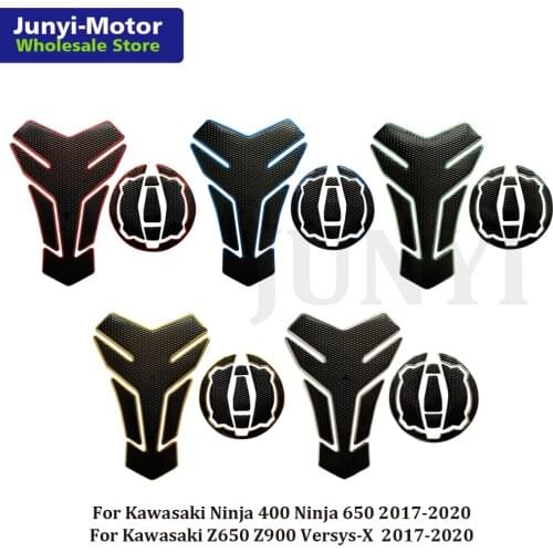 For Kawasaki Ninja 650 400 Z650 Z900 Versys-X 300 2017-2020 Fuel Tank Pad Gas Cap Cover Stickers Grip Motorcycle Protector Decal