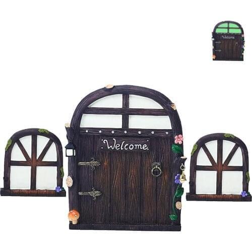 New Mini Fairy Gate Garden Fairy Luminous Door Resin Gnomes Door Tree Decor Window Decor Outdoor Tree Hugger Garden Decor