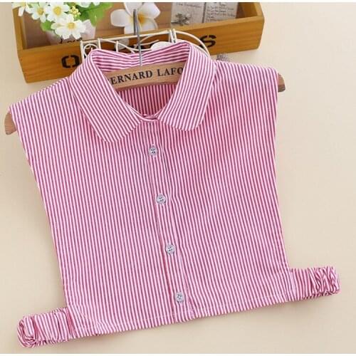 Adult Fake Collar for Women Detachable Collars Striped False Collar Shirt Tie Female Removable Blouse Half Shirt Nep Kraagie