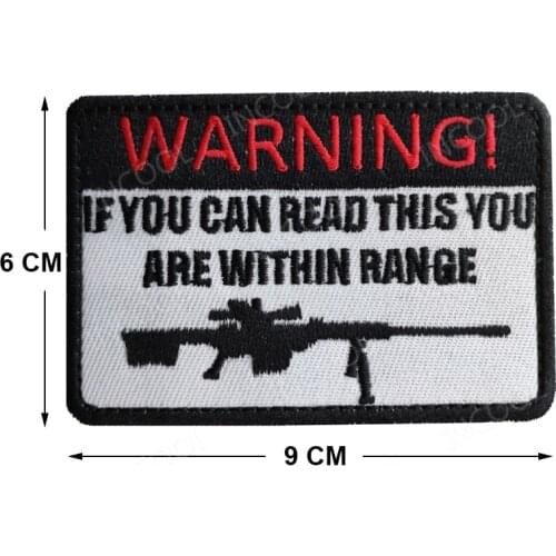 WARNING IF YOU CAN READ THIS YOU ARE WITHIN RANG Embroidered Patches Gun Biker Military Patch AK Emblem Embroidery Badges