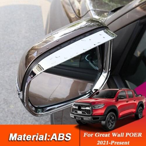 2pcs Car Styling ABS Rearview Mirror Rain Eyebrow Frame Sequins For Great Wall POER Connon 2021-Present Auto Sticker Accessories