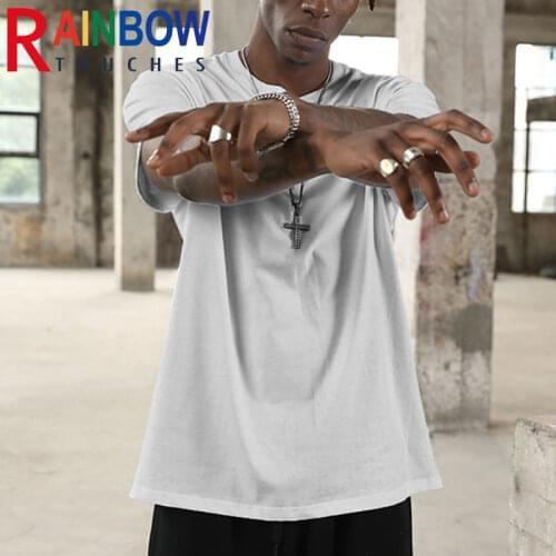 Rainbowtouches Luxury Quality Cotton Loose Fit Drop Shoulder Brand Blank Men T-Shirt Oversized Shorts Men