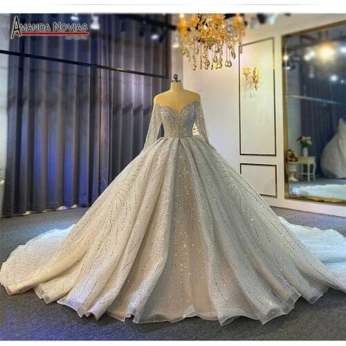 Dubai style full beading wedding dress puffy ball gown lebanese weddings 2021
