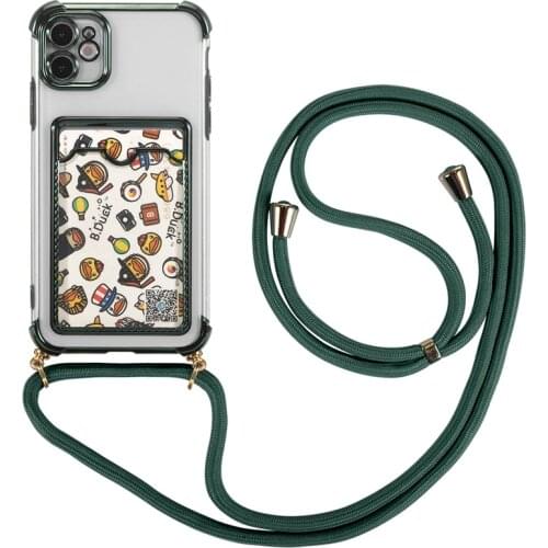 Card Wallet Cross Body Strap Case For iPhone 12 11 Pro XS Max MiNi XR X 7 8 Plus Plated Camera Frame Clear Soft Silicone Cover