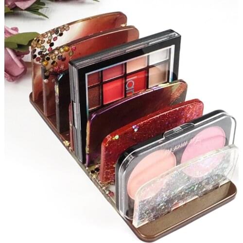 Crystal Epoxy Resin Mold Cosmetic Eyeshadow Tray Storage Rack Casting Silicone Mould Handmade Makeup Bracket Holder Mold X7YA