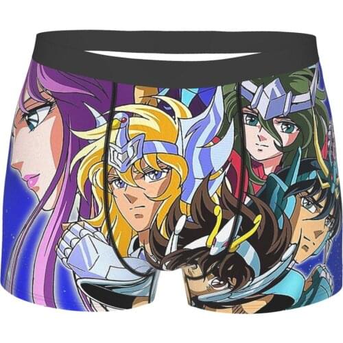 Seiya Knights Of The Zodiac Anime Underpants Breathbale Panties Male Underwear Print Shorts Boxer Briefs