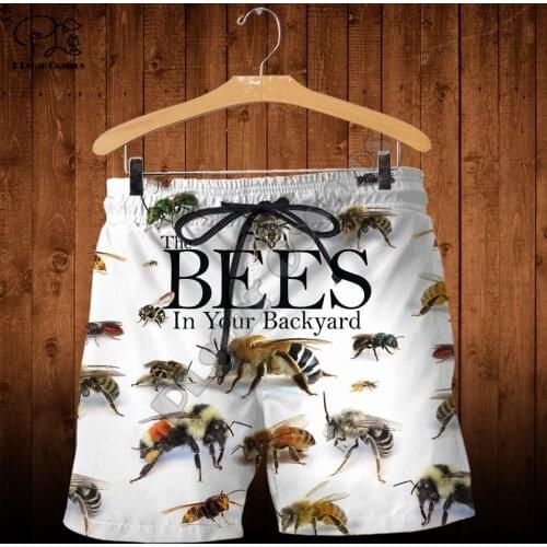 PLstar Cosmos Colorful Beautiful Honey Bees Mens Shorts Summer Casual Shorts Harajuku 3D Printed Loose Beach Comfortable B30