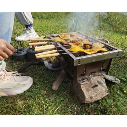 Stainless steel charcoal barbecue grills table BBQ household outdoor portable folding stove 188