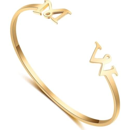 Wedding Custom Jewelry Stainless Steel Gold / Silver / Rose Gold / Open Bracelet Feminine Charm Jewelry High Quality Jewelry