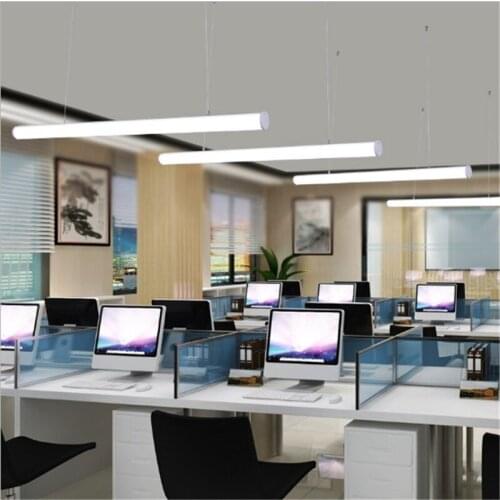 Led strip office lamp round modern minimalist gym creative chandelier studio office fluorescent lamp
