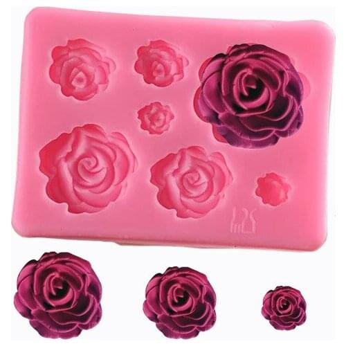 Cake decoration large, medium and small 7 with 3D rose flower silicone mold DIY handmade soap chocolate fondant baking tools