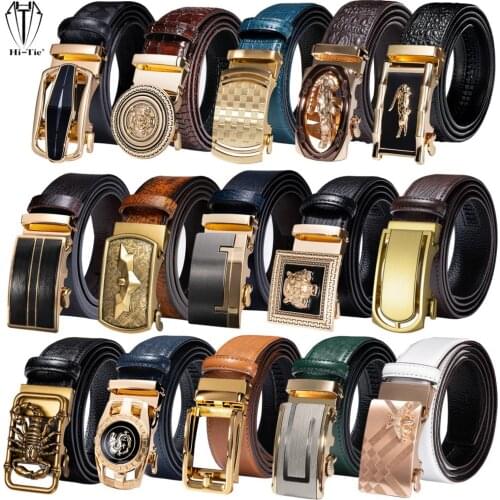 High Quality Mens Belts Black Brown Blue White Green Leather Straps Casual Gold Automatic Buckles Waistband Belt for Men Wedding