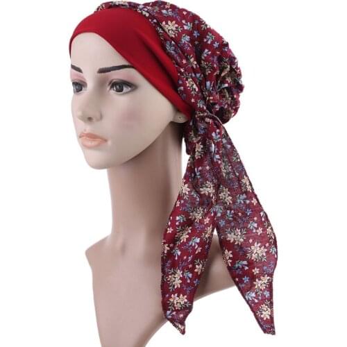 Womens Chemo Hat Turban Head Scarves Pre-Tied Headwear Bandana Elastic Band Soft