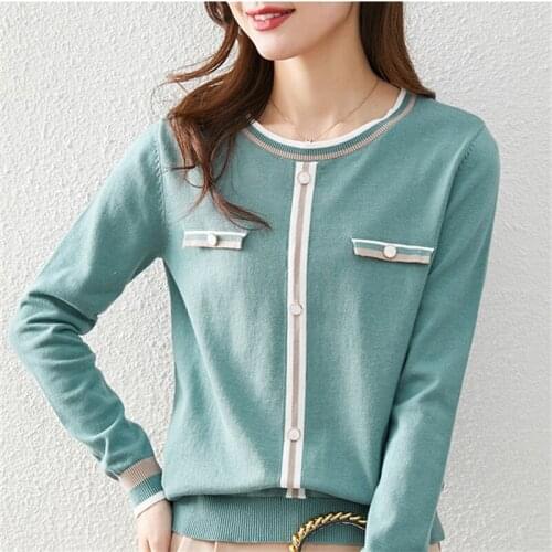 Spring Fall Casual O-Neck Long Sleeve Womens Sweaters 2021 Korean Fashion Knitted Sweater Women Pullover Blusa De Frio Feminina