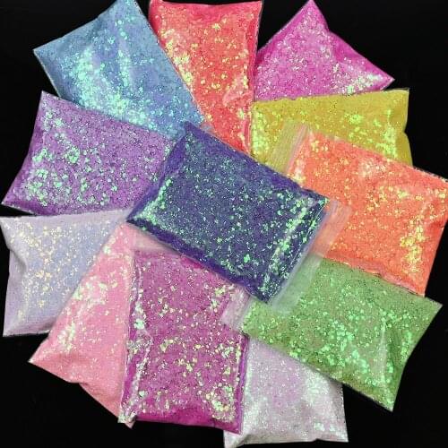 1Bag(50g)Chameleon Chunky Glitter Sequins Sparkly Nail Art Decoration Laser Manicure Nail Sequins Flakes Slices Powder #MD76