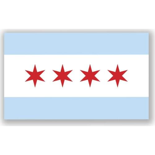 Car sticker 2-Pack Chicago City Flag Decal Sticker Premium Body car window motorcycle Vinyl applique 13*8cm