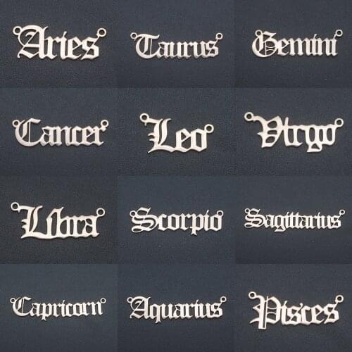 5pcs/lot 100% Stainless Steel Rose Gold Color Zodiac Letter Name Pendant Charms Wholesale DIY Charm for Jewelry Necklace