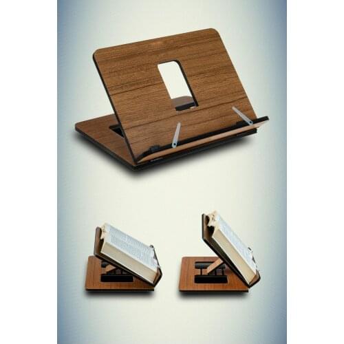Bamboo Tablet Holder and Stand - Natural Wood - Works with iPad, Surface etc. - Cookbook Book E-Readers Smartphones - Kitchen Ta