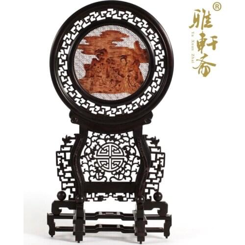 D Zhai rosewood woodcarving and ornaments gift Gallery rosewood sandalwood table screen cloth round screen