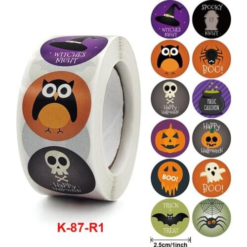 Kids Cartoon Animal Sticker Roll Colorful 500-Count Stickers Round Seals Stickers Halloween Party Gift items J2Y