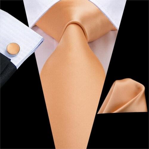 Hi-Tie Solid Orange Ties for Men Silk Tie Set 8.5cm Suit Cravat for Business Party Wedding Necktie C-3267 Dropshipping