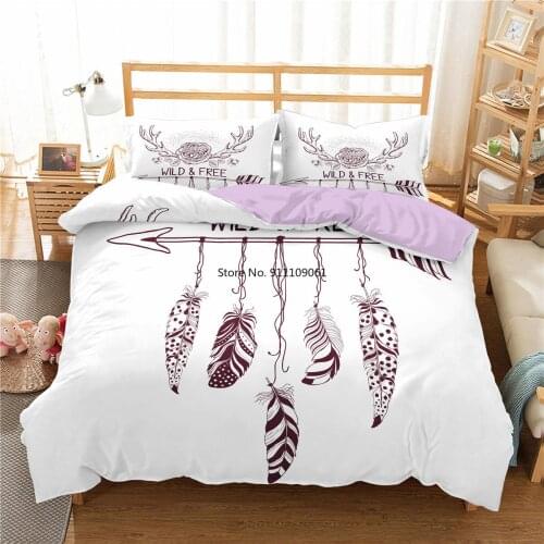 2/3 Pcs Bedding Set Dream Catcher Duvet Cover Set White Quilt Cover Single Twin Queen Double Full King Size for Kids Girl Boy