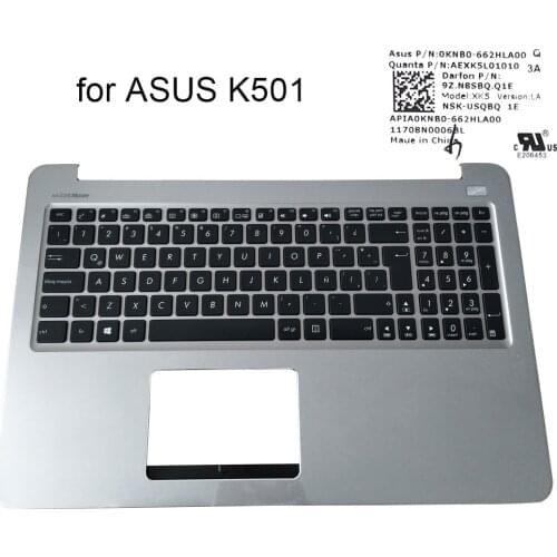 Latin backlight keyboard for Asus K501 K501LB K501UB K501UX K501U LA computer keyboards Palmrest cover 90NB0A52-R30170 662HLA00