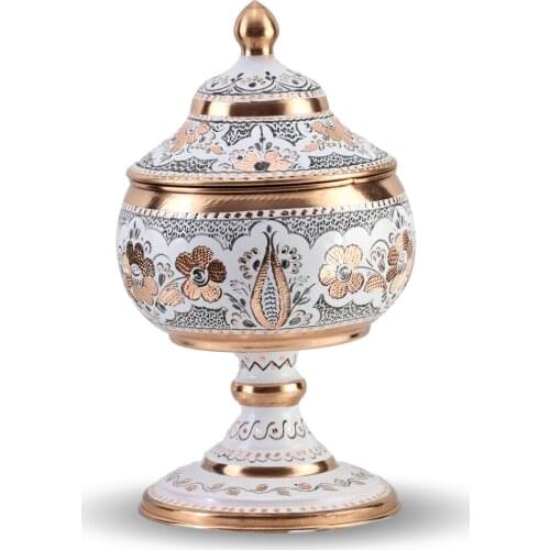 Morya Copper Sugar Bowl Candy Jars with Cover Storage Home Decor Organizer Rustic Dessert Ice Cream Snacks Nuts Bite 17 cm