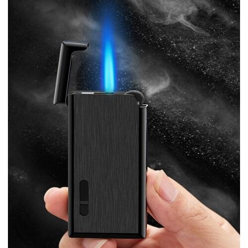 Metal Torch Lighter Windproof Grinding Wheel Jet Flint Lighter Ultra Thin Turbo Butane Cigar Cigarette Lighter Refillable Gas