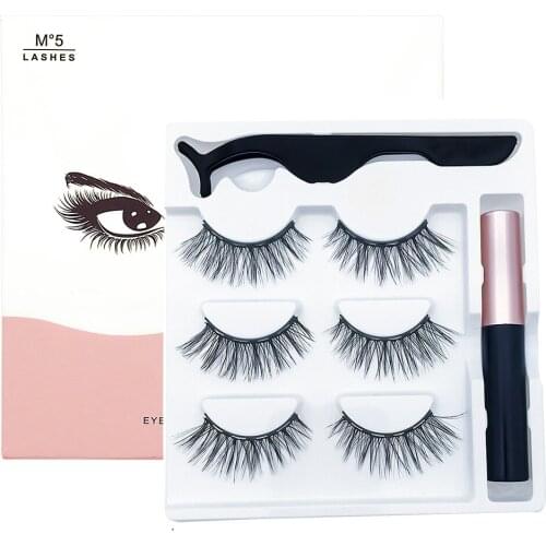Magnet False Eyelashes Three pairs Self-adhesive eyeliner set Thick magnetic Eyelashes Set Magnetic Eyeliner Long Lasting