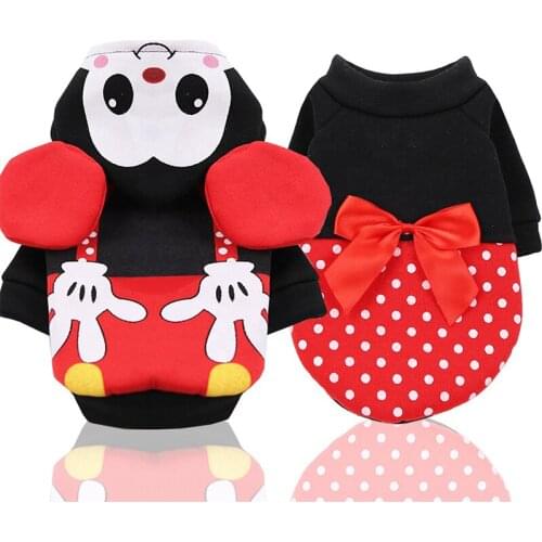 Disney Mickey Mouse Cartoon Small Dog Clothes Winter Coat Pug Puppy Dog Hoodies Pet Clothes Ropa Perro Dogs Pets Clothing