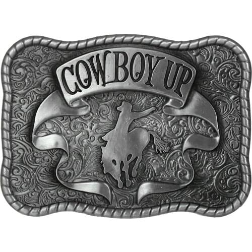 Western cowboy zinc alloy horseback retro flower men and women belt buckle