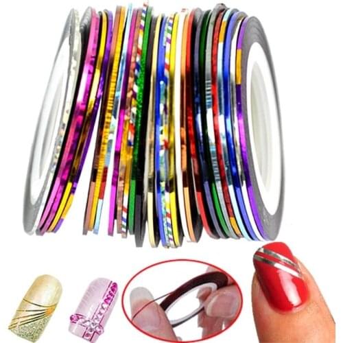 Mixed 10 Colors Nail Striping Tape Metallic Yarn Line 3d Nail Art Tools Rolls Nail Decals DIY Nail Tips Sticker Nail Accesoires