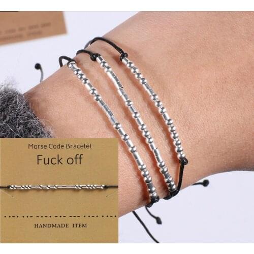 Adjustable Morse Code Friendship Bracelet Couple Stainless Steel Bracelet See Details Page