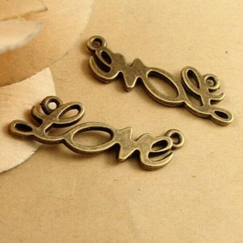 RONGQING 50pcs/lot Jewelry Findings Connectors NEW Love Zinc Alloy