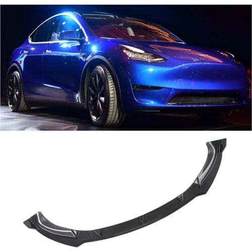 For Tesla Model Y 2020-2021 Front Bumper Lip Spoiler Glossy Carbon Fiber Pattern Bumper Diffuser Spoiler