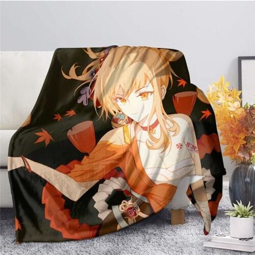 Genshin Impact Blankets 2021 Hot Game Design Cute Yoimiya Print Home Comfortable Bed Blanket Sofa Quilt Kids Cartoon Bedspreads